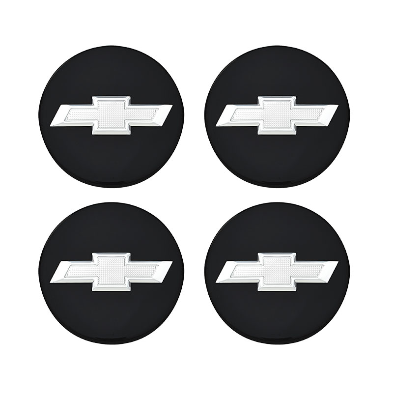 2018 Malibu | Wheel Center Caps | Black | Silver Chevrolet Bowtie Logo | Set of 4