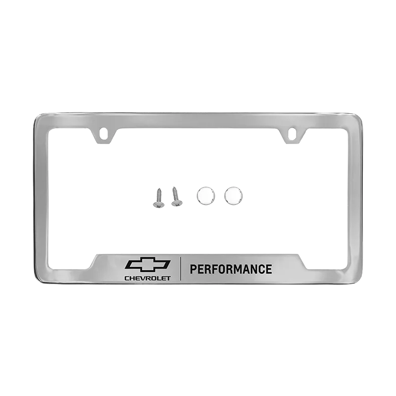 2022 Camaro License Plate Frame | Chrome | Black Chevrolet Bowtie and Performance Logo