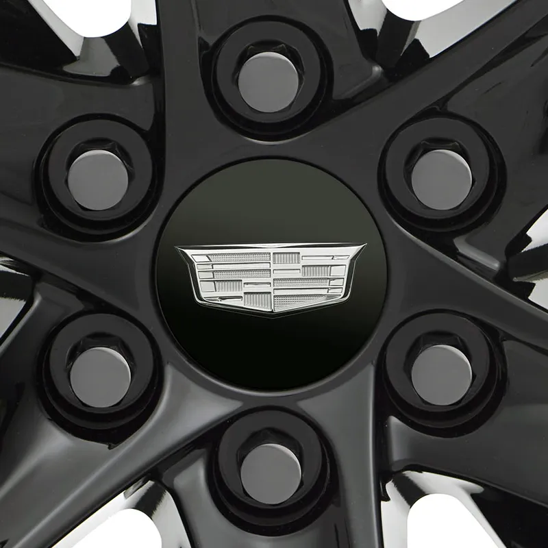 2022 Escalade | Wheel Center Cap | Black | Chrome Cadillac Crest Logo | Single