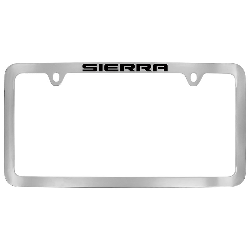2024 Sierra 2500 | License Plate Frame | Chrome | Thin | Black Sierra Logo
