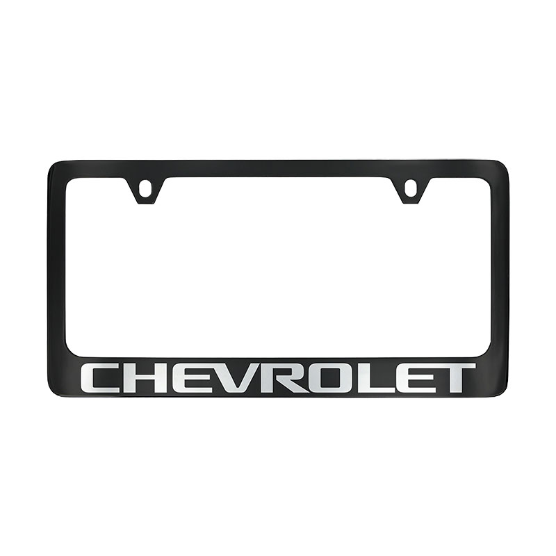 2017 Camaro License Plate Frame | Black | Chrome Chevrolet Script Logo
