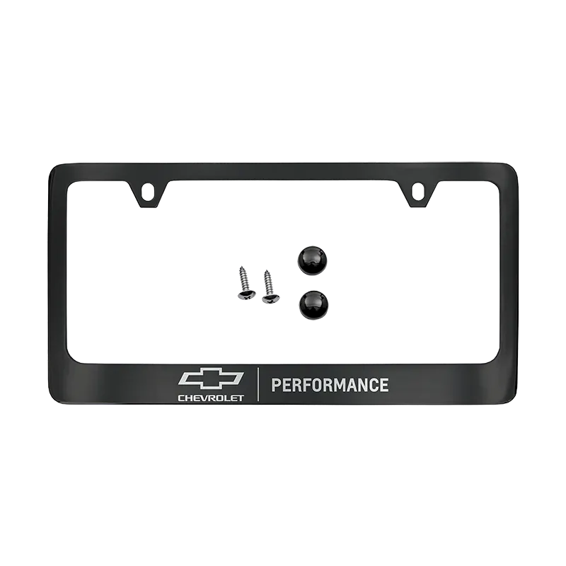 2023 Camaro | License Plate Frame | Black | Chrome Bowtie Performance Logo