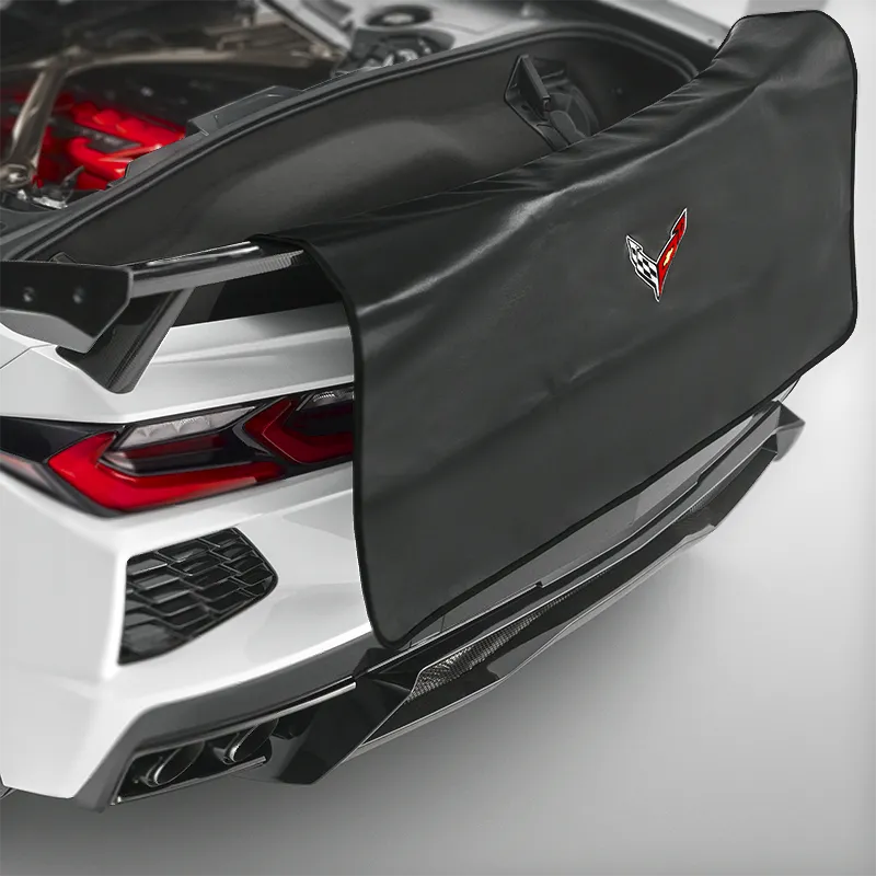 2023 C8 Corvette Stingray | Rear Fascia Protector | Black | Crossed Flags Logo