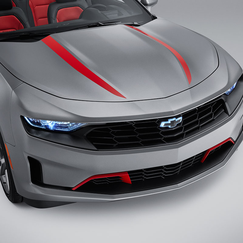 2023 Camaro Hood Decal Package | Spider Stripe | Red Hot | Coupe | Set of 2