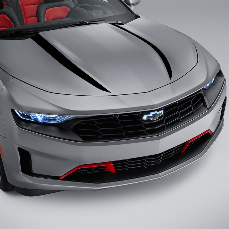2023 Camaro Hood Decal Package | Spider Stripe | Satin Black | Coupe | Set of 2