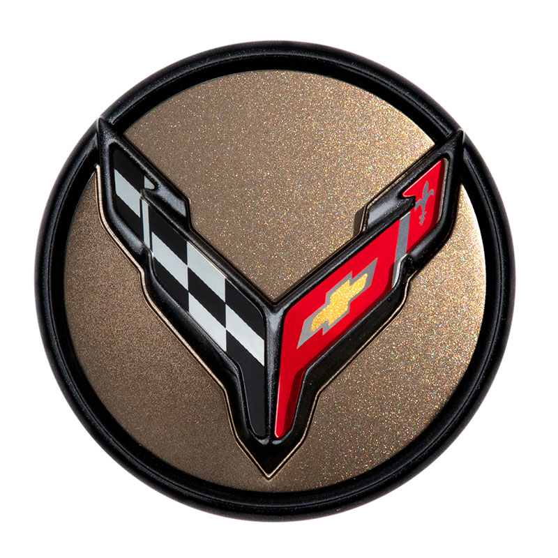 2024 C8 Corvette Stingray | Wheel Center Cap | Crossed Flags Logo | Tech Bronze | Single