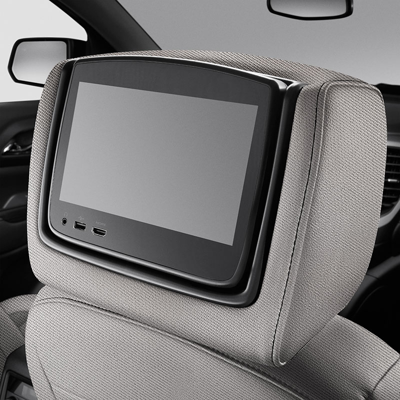 2020 Acadia Rear Seat Infotainment System | Headrest LCD Monitors | Light Ash Gray Cloth