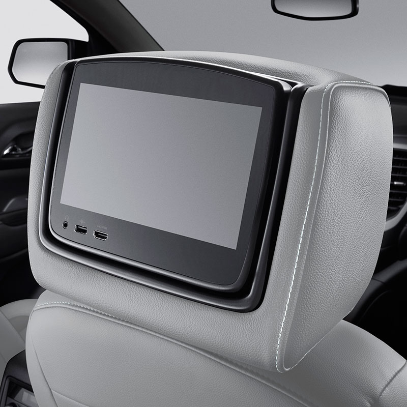 2020 Acadia Rear Seat Infotainment System | Headrest LCD Monitors | Light Ash Gray Leather