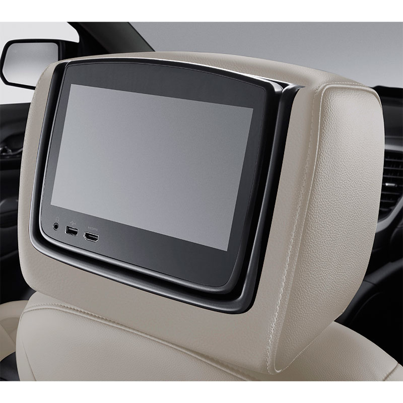 2020 Acadia Rear Seat Infotainment System | Headrest LCD Monitors | Light Shale Leather | Denali