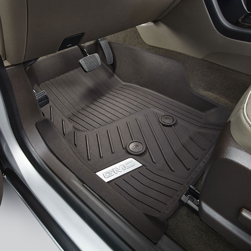 2020 Canyon Floor Liners | Front Row | Cocoa | Chrome GMC Logo | Premium All Weather | Set of Two