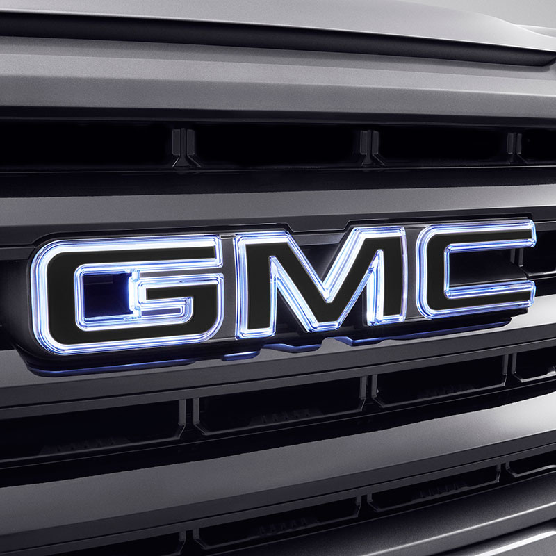 2020 Sierra 3500 | Emblems | Black GMC | Illuminated | Front Grille only | Standard Tailgate | Pair