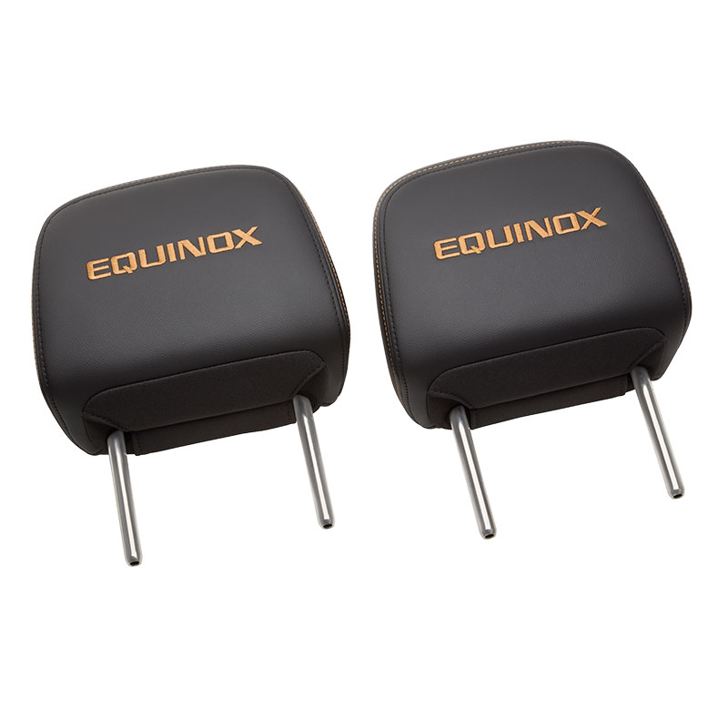 2024 Equinox Headrest | Black Leather | Mojave Stitching | Equinox Script | Pair