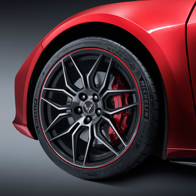 2024 C8 Corvette Z06 | 20 inch Wheel | Front | Forged | Satin Graphite Red Stripe | Spider | Single