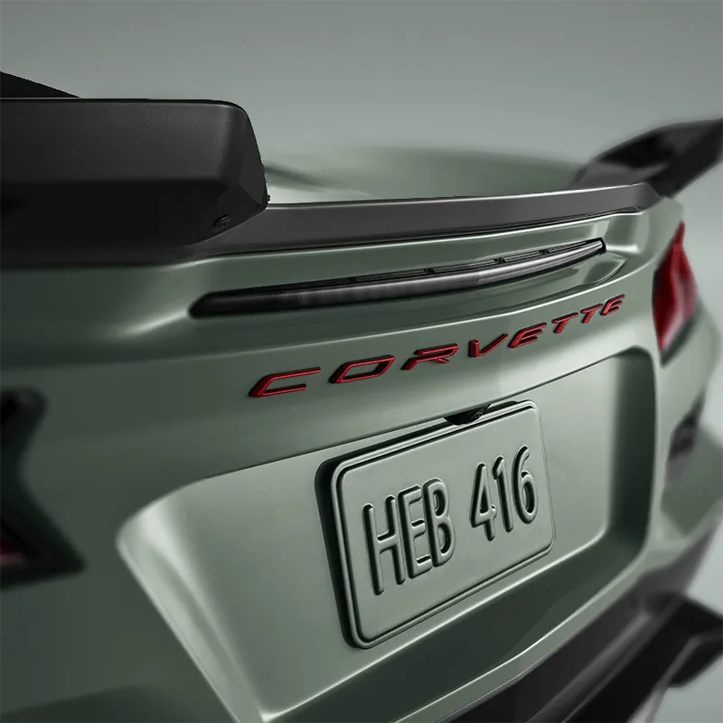 2024 C8 Corvette E-RAY | Rear Emblem | Corvette Script | Edge Red