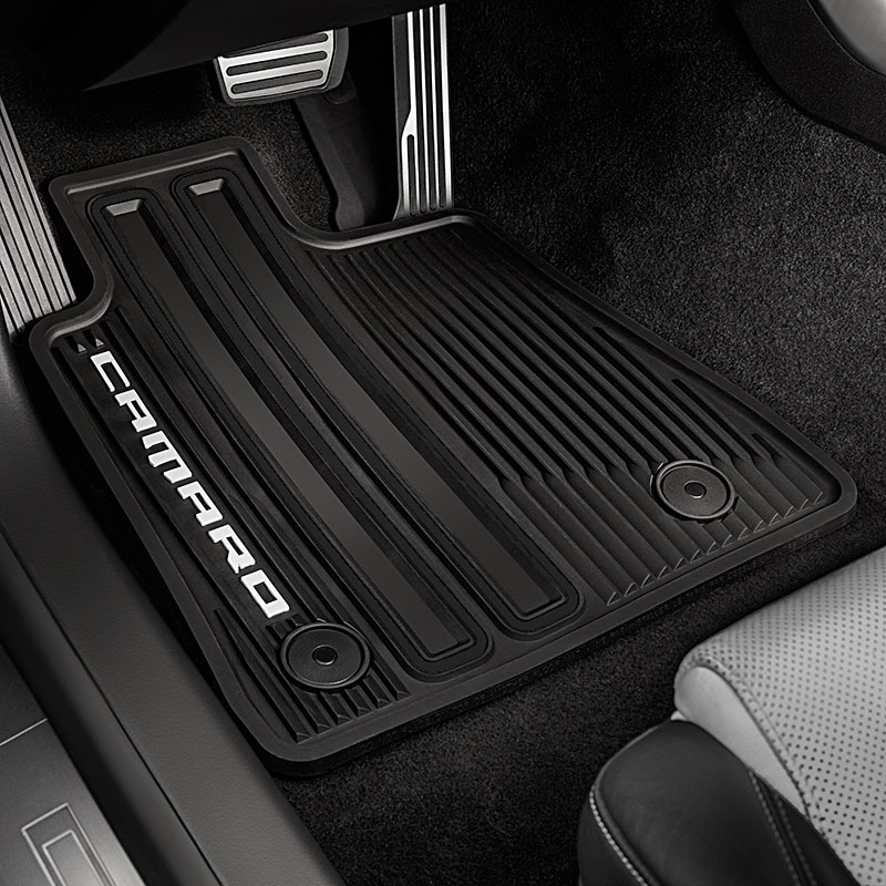 2017 Camaro | Floor Mats | Black | Front and Second Row | All-Weather | Camaro Logo | Set of 4