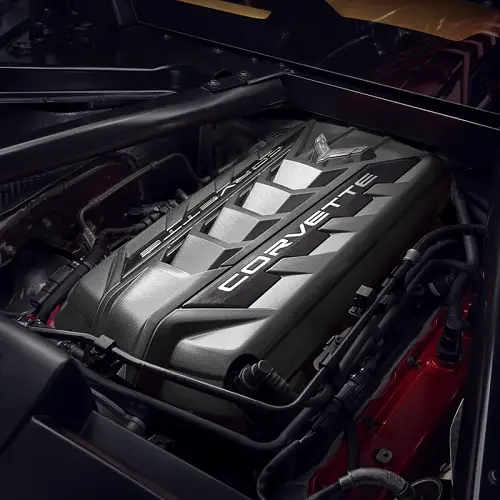 2021 C8 Corvette Stingray | Coupe | Engine Cover | Silver | Corvette Script | Crossed Flags Logo