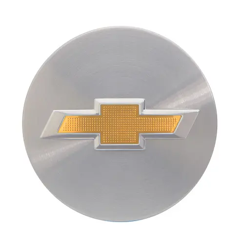 2015 Impala Wheel Center Cap | Brushed Aluminum Finish | Gold Chevrolet Bowtie Logo | Single