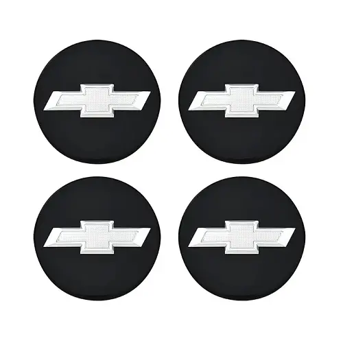 2024 Malibu | Wheel Center Caps | Black | Silver Chevrolet Bowtie Logo | Set of 4