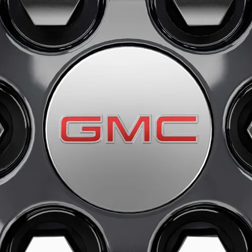 2015 Canyon Wheel Center Cap | Bright Aluminum Finish | Embossed Red GMC Logo | Single