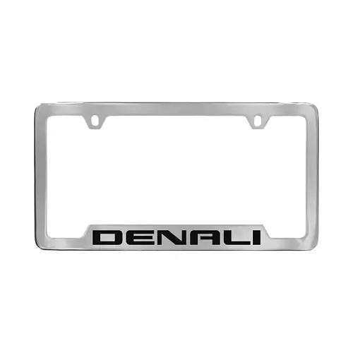 2019 Sierra 3500 License Plate Frame | Chrome | Black Denali Logo | Bottom