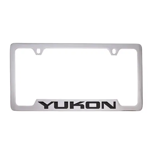 2015 Yukon License Plate Frame | Chrome | Black Yukon Script Logo