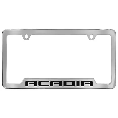 2023 Acadia License Plate Frame | Chrome | Black Acadia Script Logo | Bottom