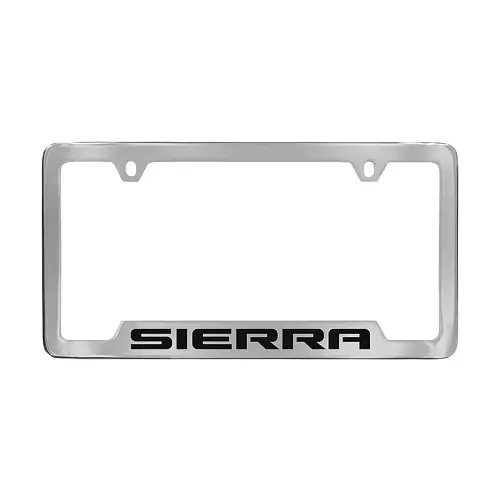2024 Sierra 2500 License Plate Frame | Chrome | Black Sierra Logo | Bottom