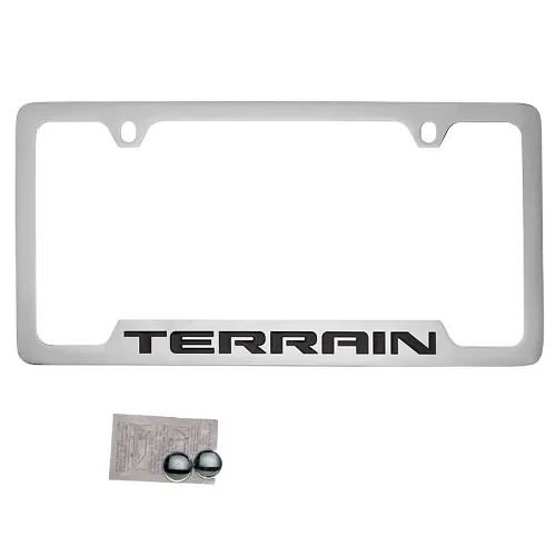 2023 Terrain License Plate Frame | Chrome | Black Terrain Logo | Bottom