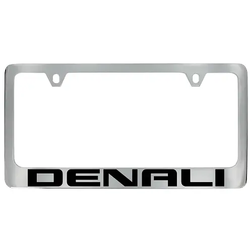 2019 Sierra 3500 License Plate Frame | Chrome | Black Denali Logo | Bottom