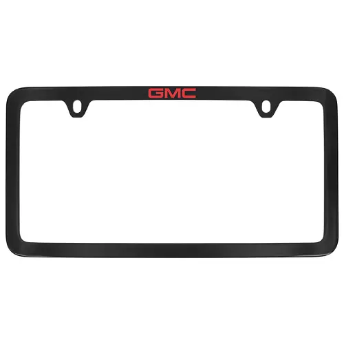 2021 Yukon License Plate Frame | Black | Red GMC Logo | Top