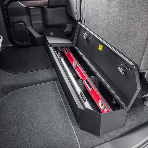 2024 Sierra 2500 | Rear Under Seat Storage Lockbox | Crew or Double | Black | Combination Lock