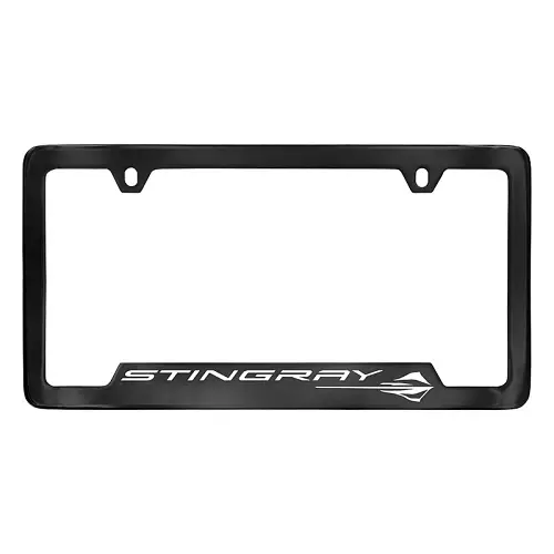 2023 C8 Corvette Stingray License Plate Frame | Black | White Corvette Stingray Logo