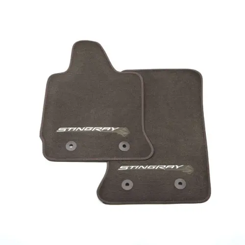 2015 Corvette Stingray Front Floor Mats | Brownstone with Stingray Logo