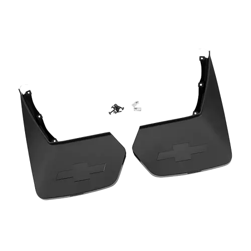 2017 Tahoe | Splash Guards | Rear Molded | Black Textured | Bowtie Logo | Set of Two