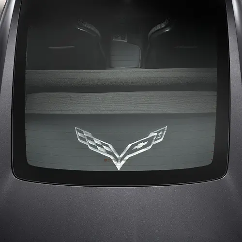 2019 Corvette Stingray Cargo Security Shades | Upper and Lower | Crossed-Flag Logo | Black | Coupe