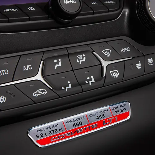 2015 Corvette Stingray Interior Trim Badge | Instrument Panel Emblem | Corvette LT1 Logo | 460 HP