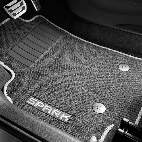 2016 Spark Floor Mats | Jet Black | Front and Rear Sets | Spark Logo | Titanium Stitch | Premium Car