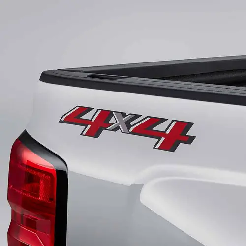 2018 Silverado 2500 4x4 Logo Decal Package | Bedside | Red and Gray with Black Border | Set of 2