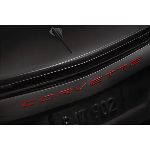 2023 C8 Corvette Stingray Rear Emblem | Corvette Script | Torch Red
