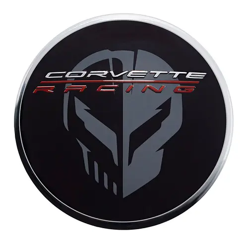 2020 C8 Corvette Stingray | Wheel Center Cap | Black | Corvette Racing Jake Logo | Single