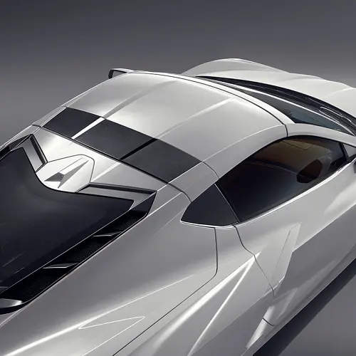 2021 C8 Corvette Stingray | Roof Bow Panel | Visible Carbon Fiber | Arctic White Trim | Coupe