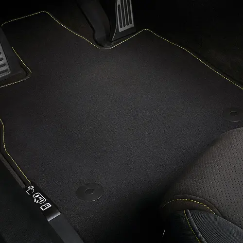 2020 C8 Corvette Stingray | Floor Mats | Replacement Carpet | Black | Lark Yellow Binding | Pair