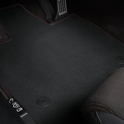 2023 C8 Corvette Stingray | Floor Mats | Replacement Carpet | Black | Torch Red Binding | Pair