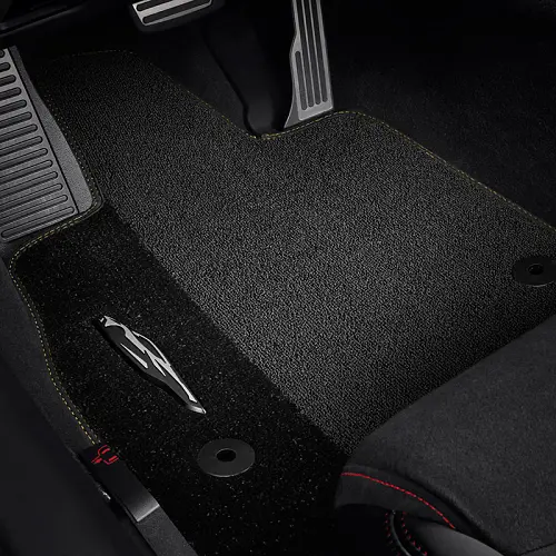 2023 C8 Corvette Stingray | Floor Mats | Premium Carpet | Black | Natural Tan Stitch | C8 Silhouette