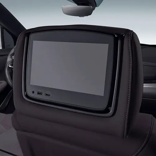 2023 XT6 Rear Seat Infotainment | Two Headrest Monitors | DVD Player | Dark Auburn Leather | HTW
