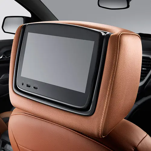 2021 Acadia Rear Seat Infotainment System | Headrest LCD Monitors | Kalahari Leather | AT4 Logo