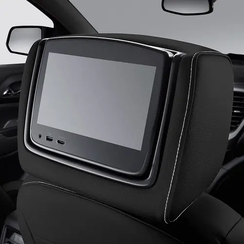 2020 Acadia Rear Seat Infotainment System | Headrest LCD Monitors | Black Leather | Denali