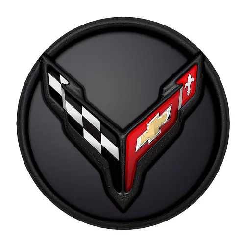 2023 C8 Corvette Stingray | Wheel Center Cap | Crossed Flags Logo | Carbon Flash | Single