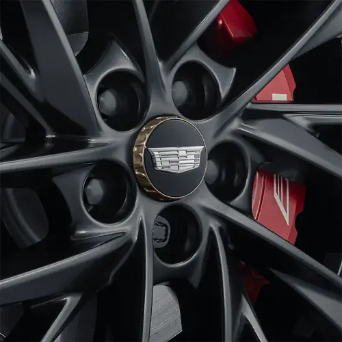 2023 CT5 | Wheel Center Cap | Black | Bronze Surround | Chrome Cadillac Logo | Single