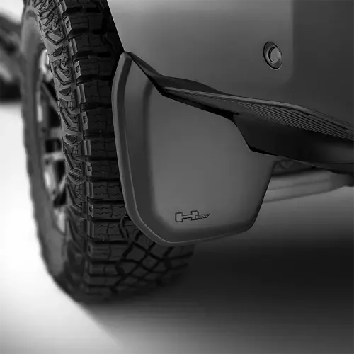 2022 Hummer EV Pickup | Splash Guards | Rear | Custom Molded | Black | Hummer EV Logo | Pair